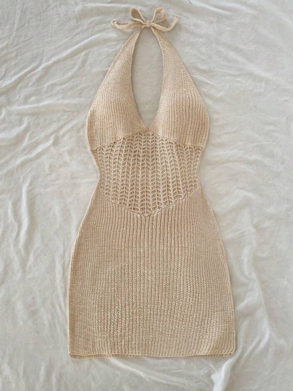 SHEIN• Crochet Halter Knit Mini Dress